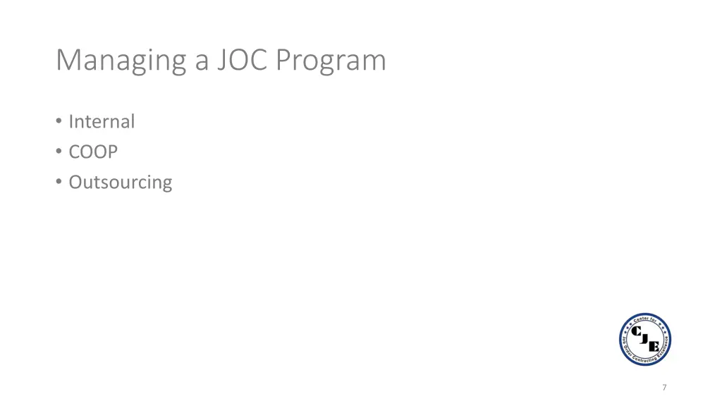 managing a joc program