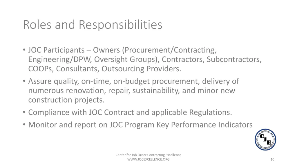 roles and responsibilities