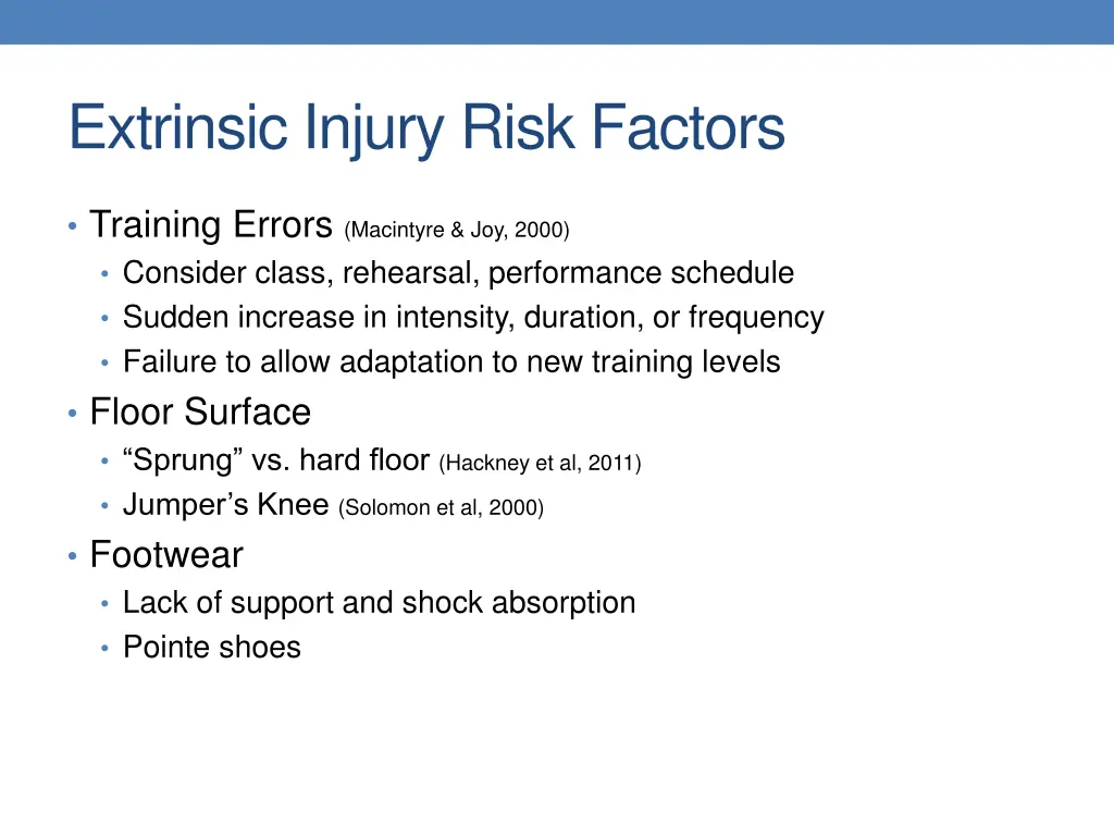 extrinsic injury risk factors
