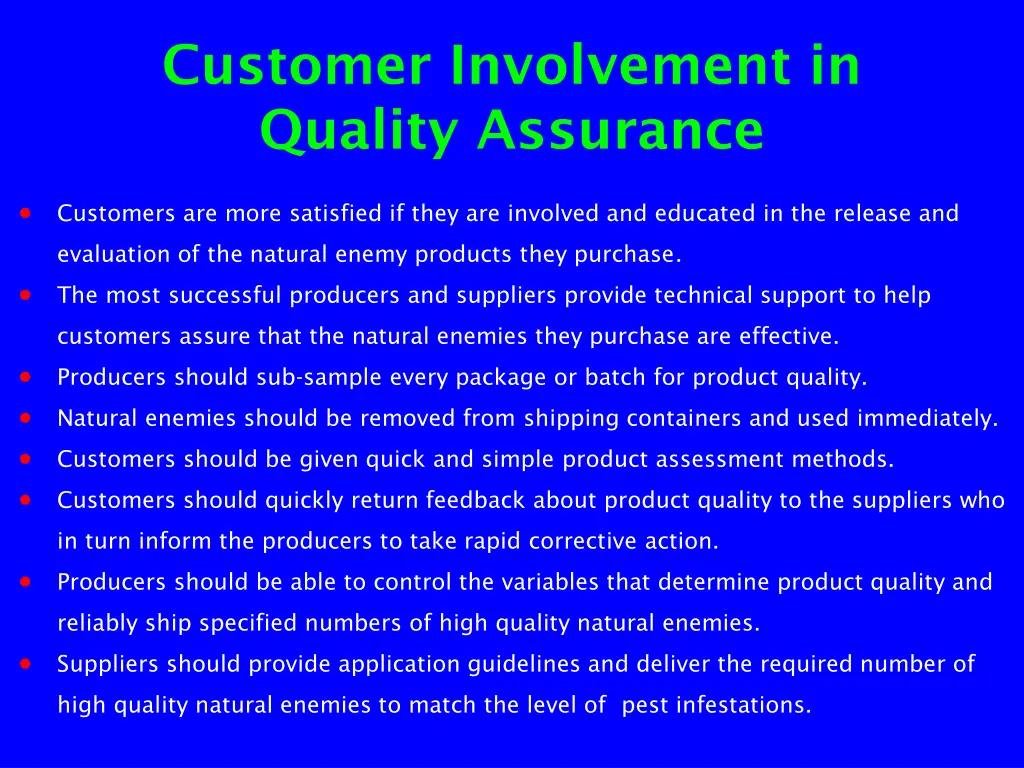 customer involvement in quality assurance