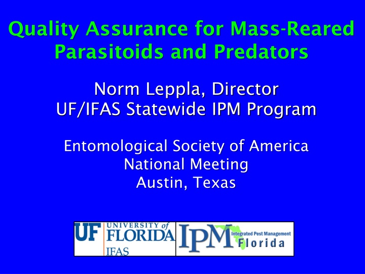 quality assurance for mass reared parasitoids