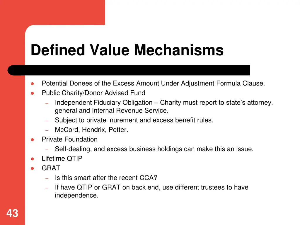defined value mechanisms