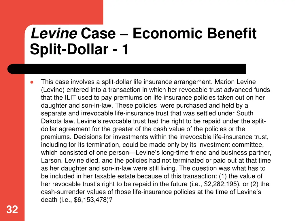 levine case economic benefit split dollar 1