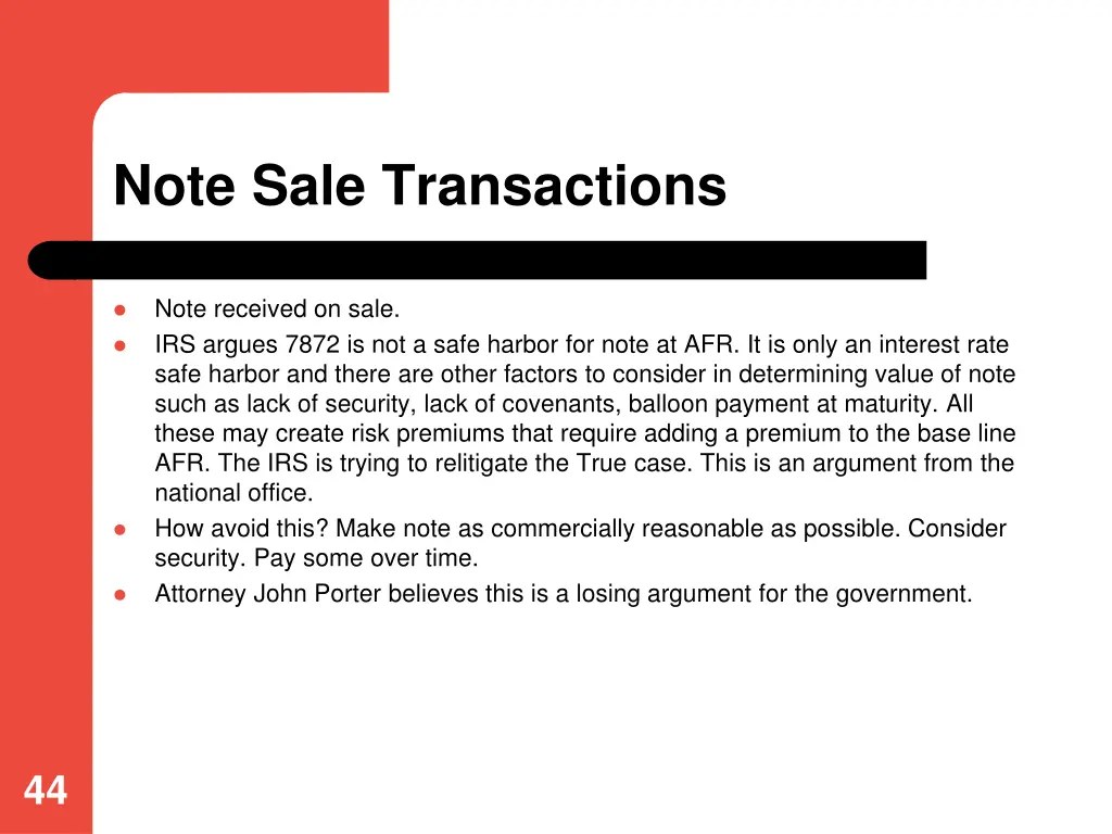 note sale transactions