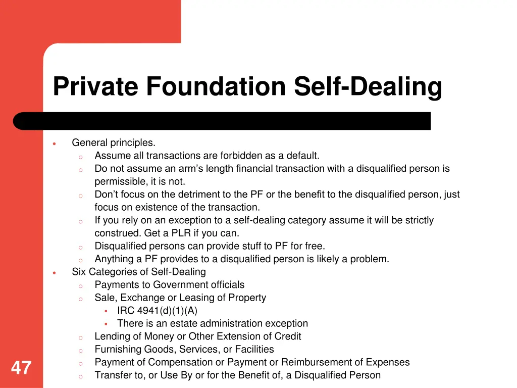 private foundation self dealing