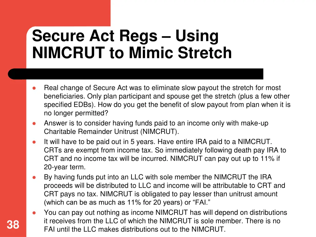 secure act regs using nimcrut to mimic stretch