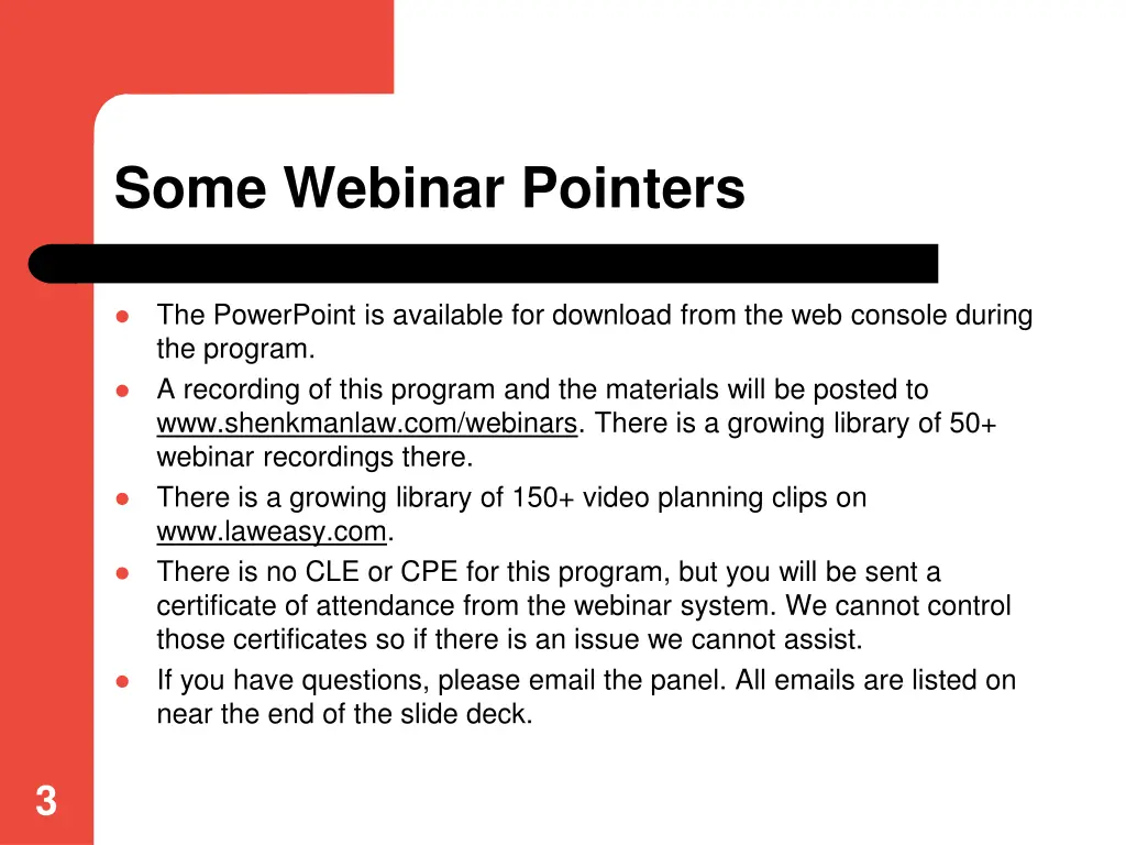 some webinar pointers