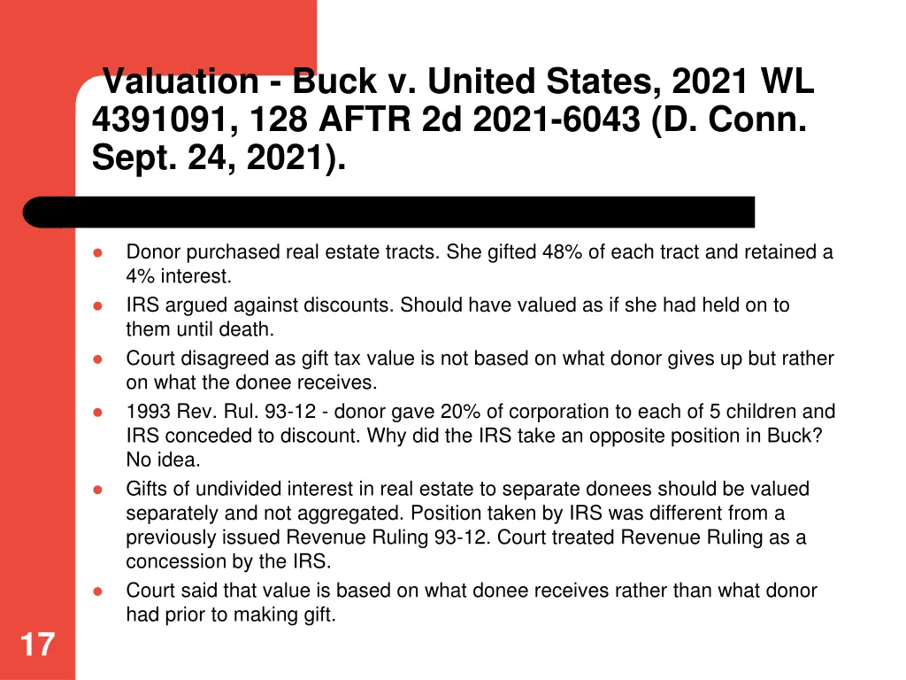 valuation buck v united states 2021 wl 4391091