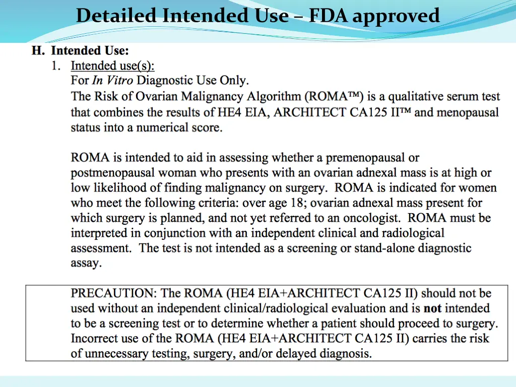 detailed intended use fda approved
