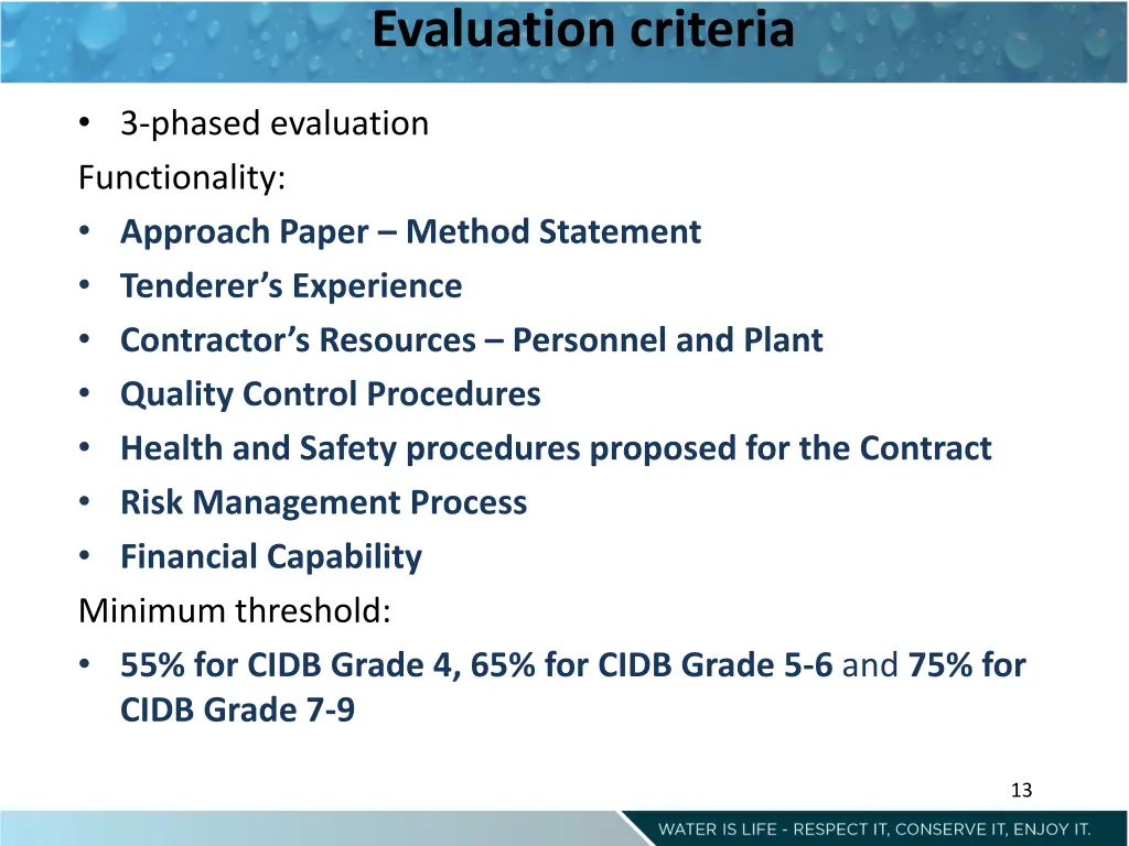 evaluation criteria