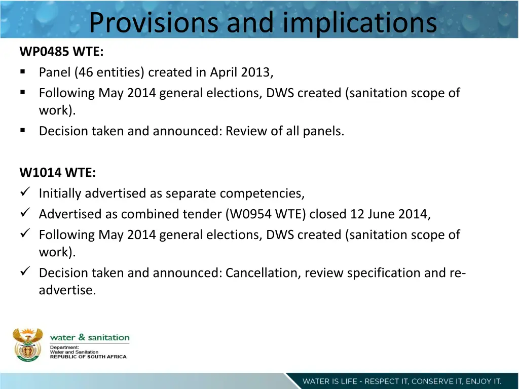provisions and implications wp0485 wte panel