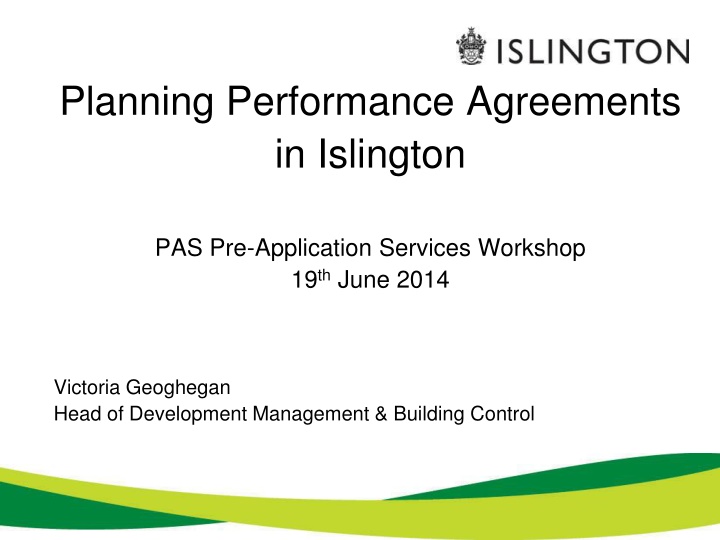 planning performance agreements in islington