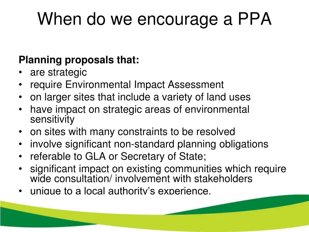 when do we encourage a ppa