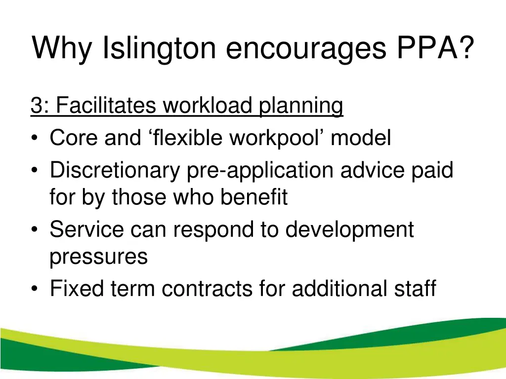why islington encourages ppa 3