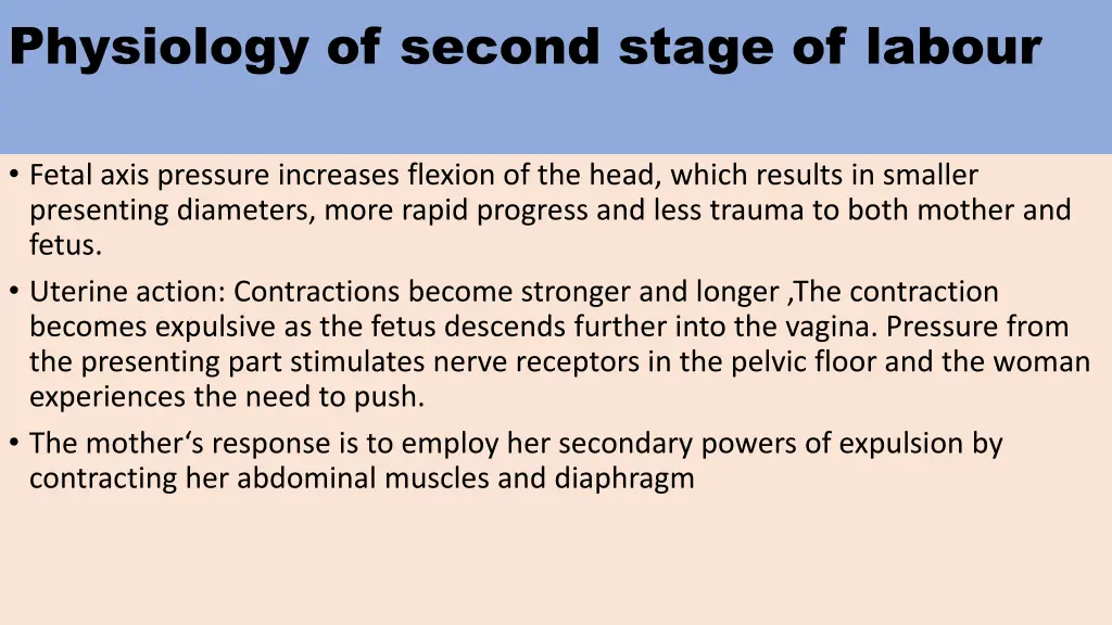 physiology of second stage of labour