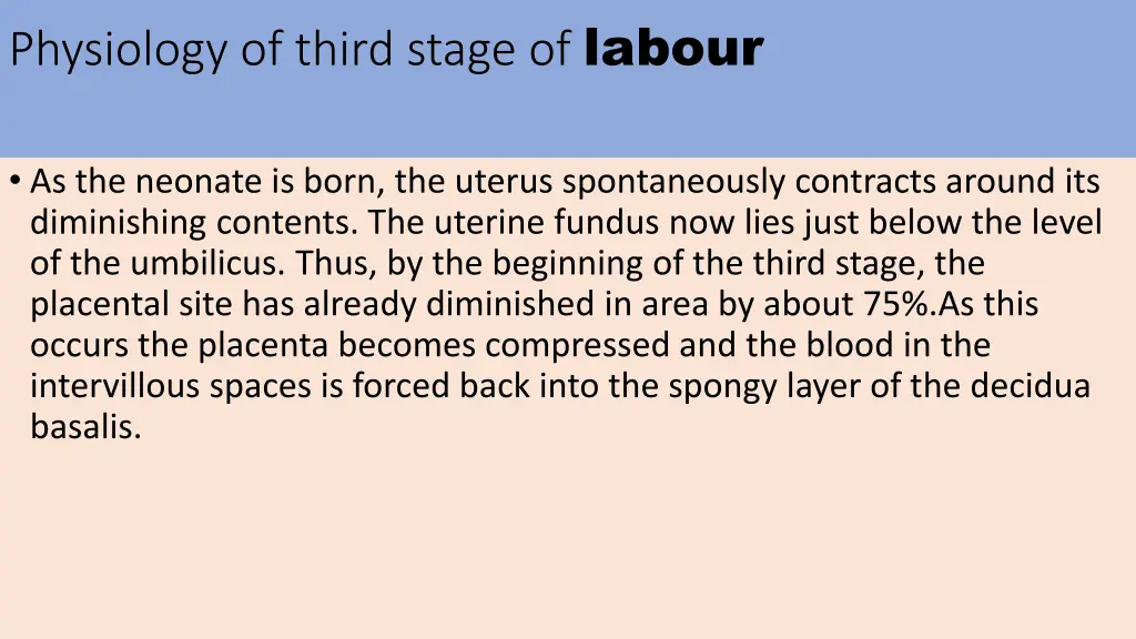 physiology of third stage of labour