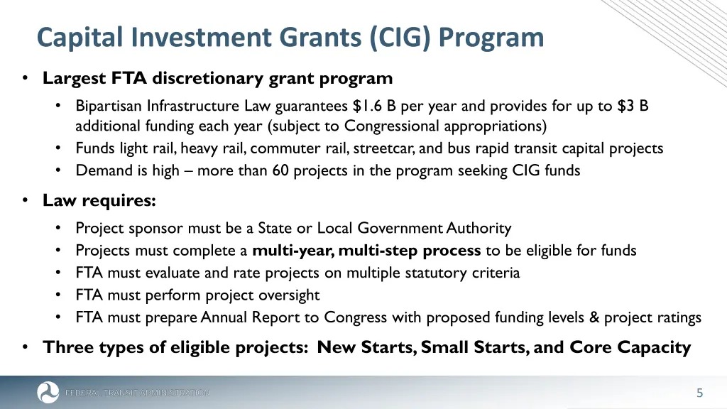 capital investment grants cig program