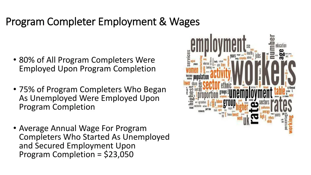 program completer employment wages program