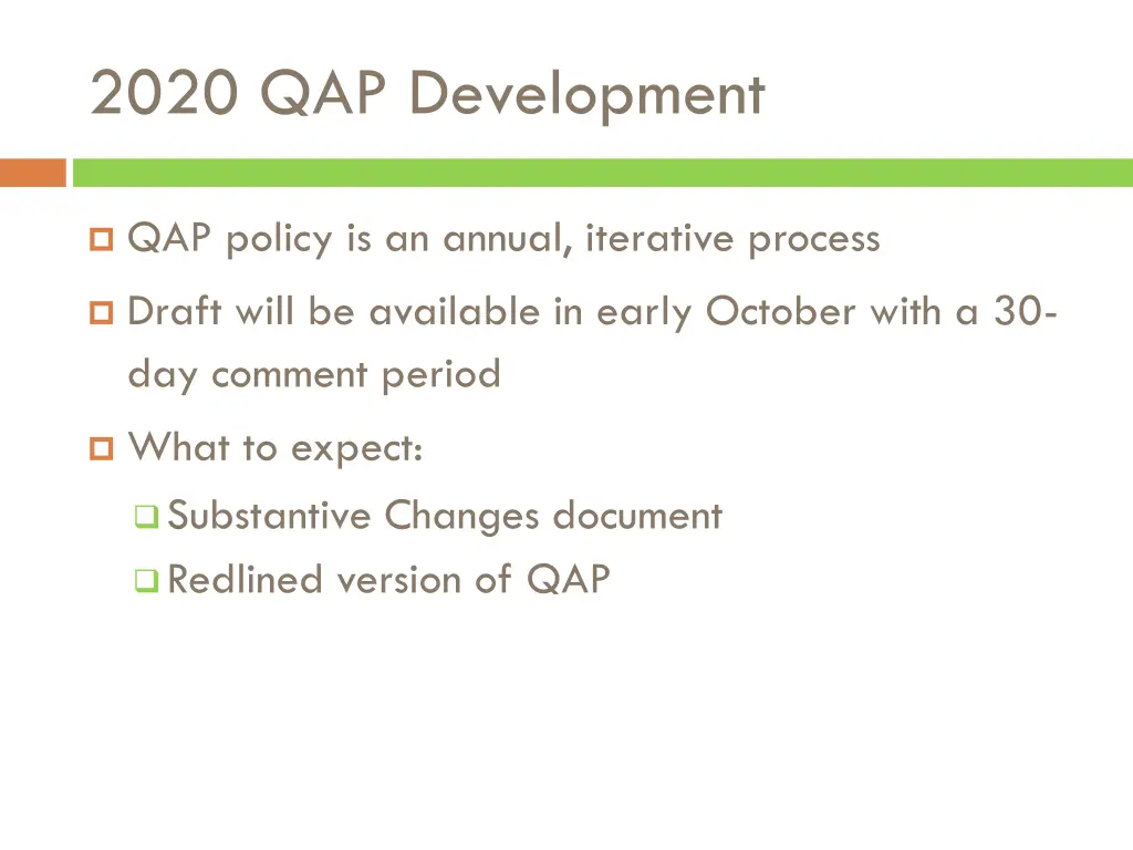 2020 qap development