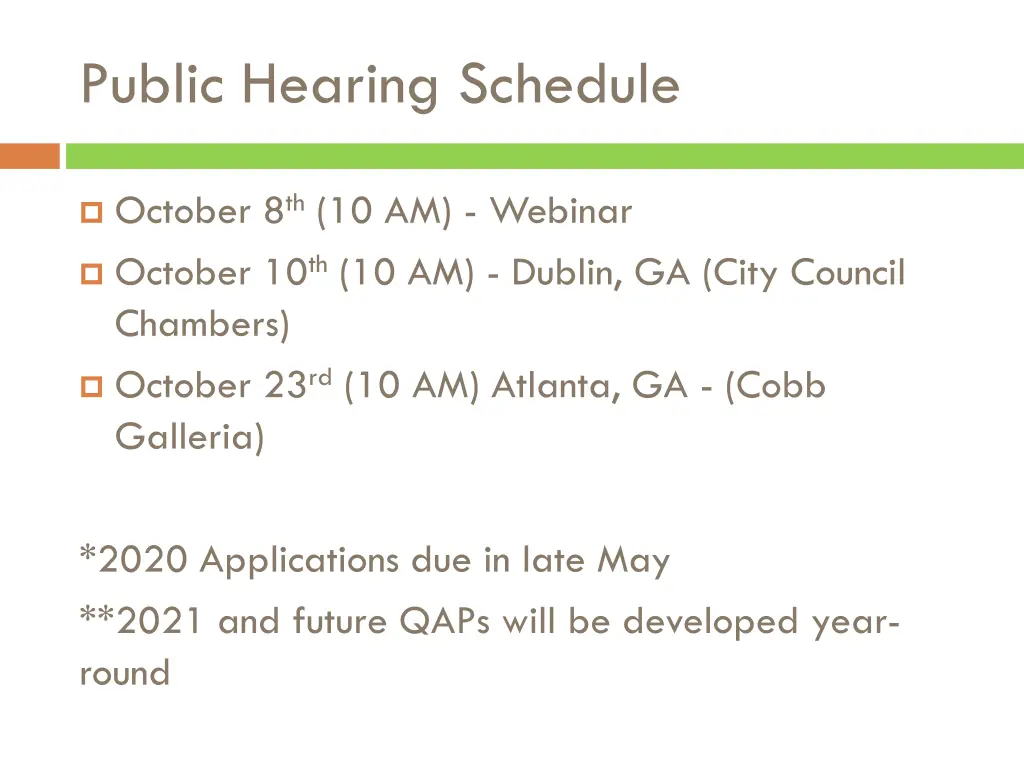 public hearing schedule