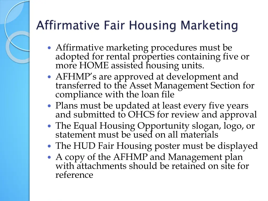 affirmative fair housing marketing