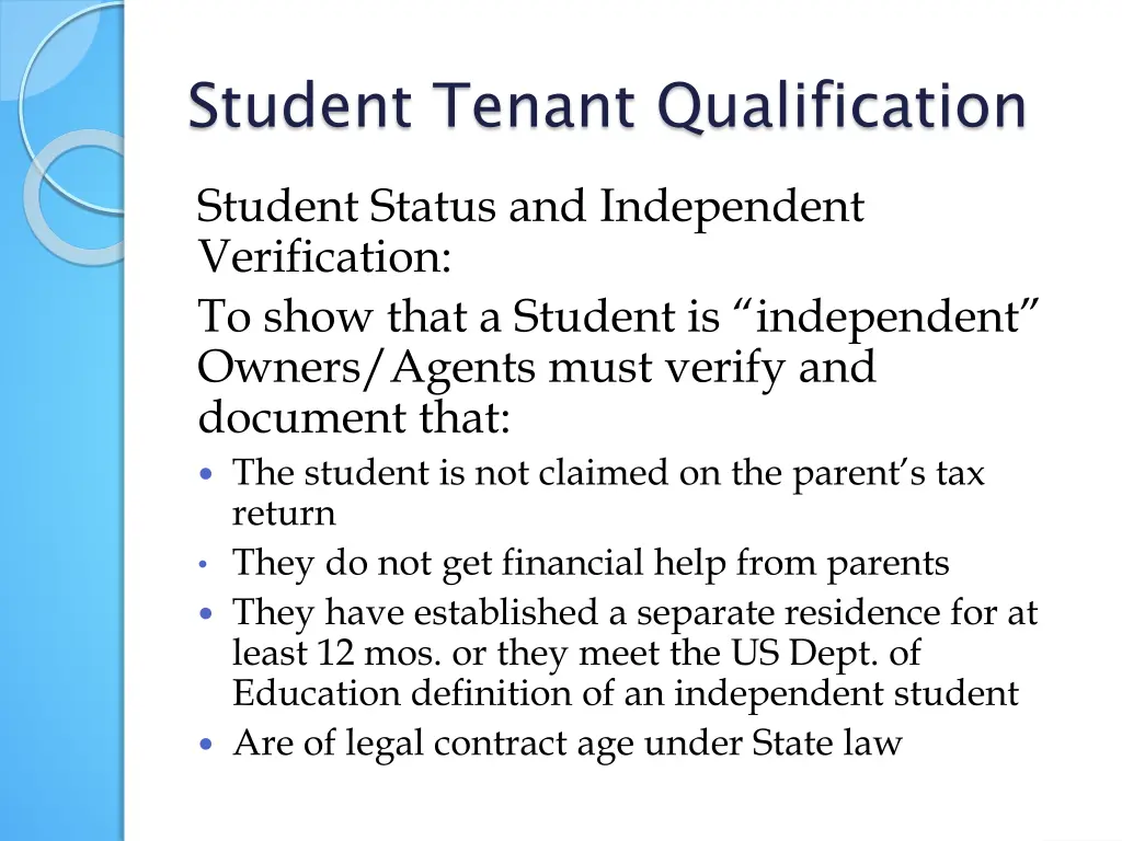 student tenant qualification 1