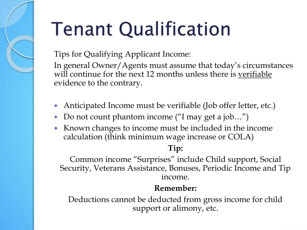 tenant qualification