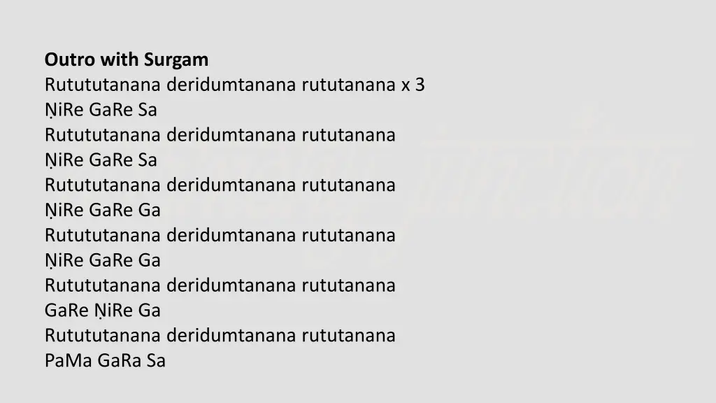outro with surgam rutututanana deridumtanana
