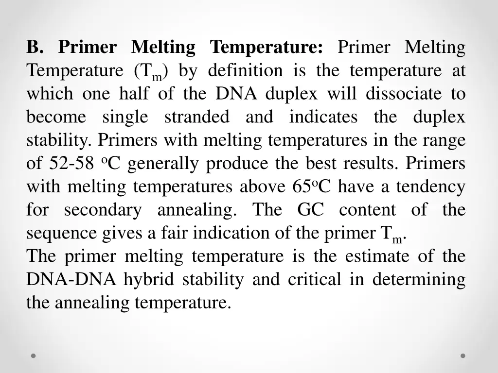 b primer melting temperature primer melting