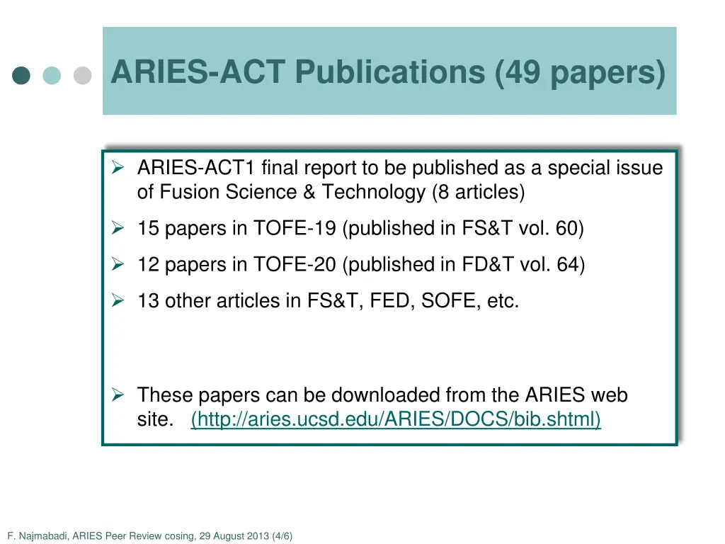 aries act publications 49 papers