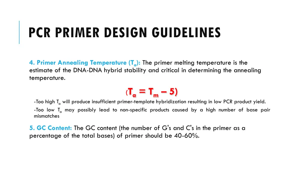 pcr primer design guidelines 1
