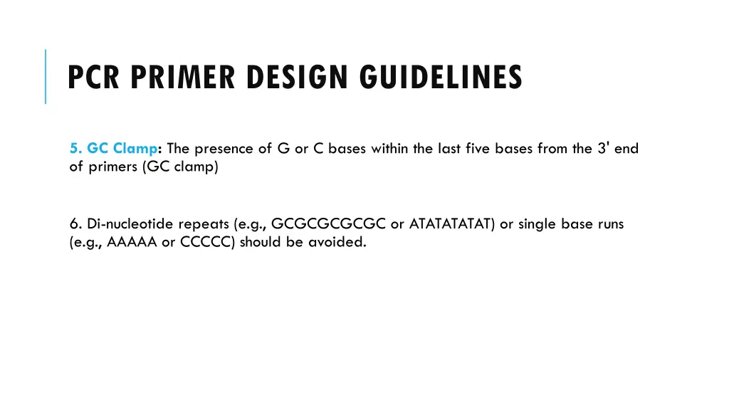 pcr primer design guidelines 2
