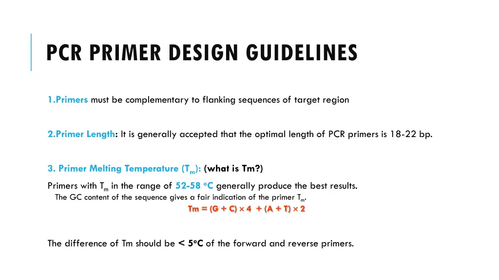 pcr primer design guidelines