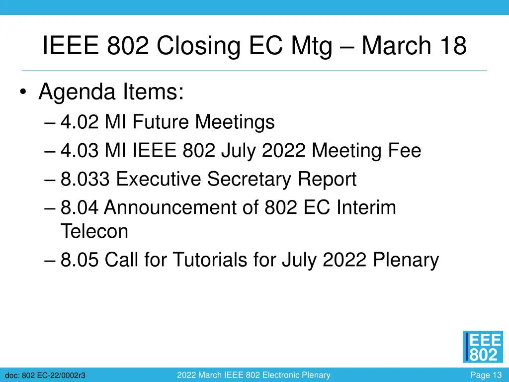 ieee 802 closing ec mtg march 18