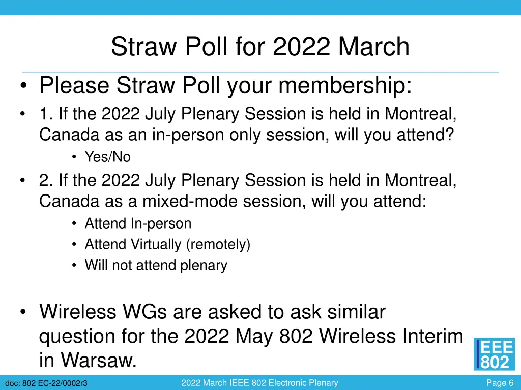 straw poll for 2022 march please straw poll your