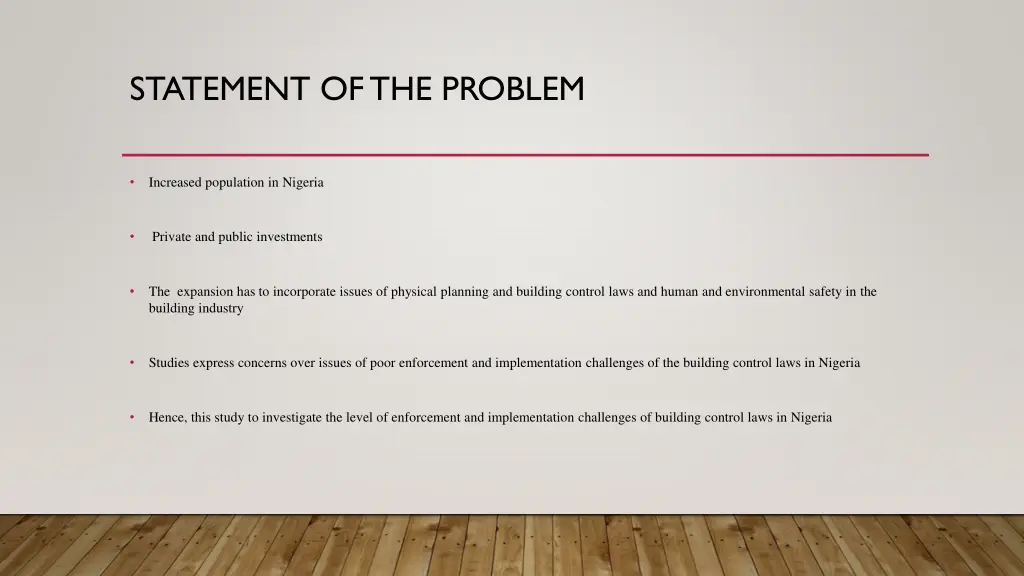 statement of the problem