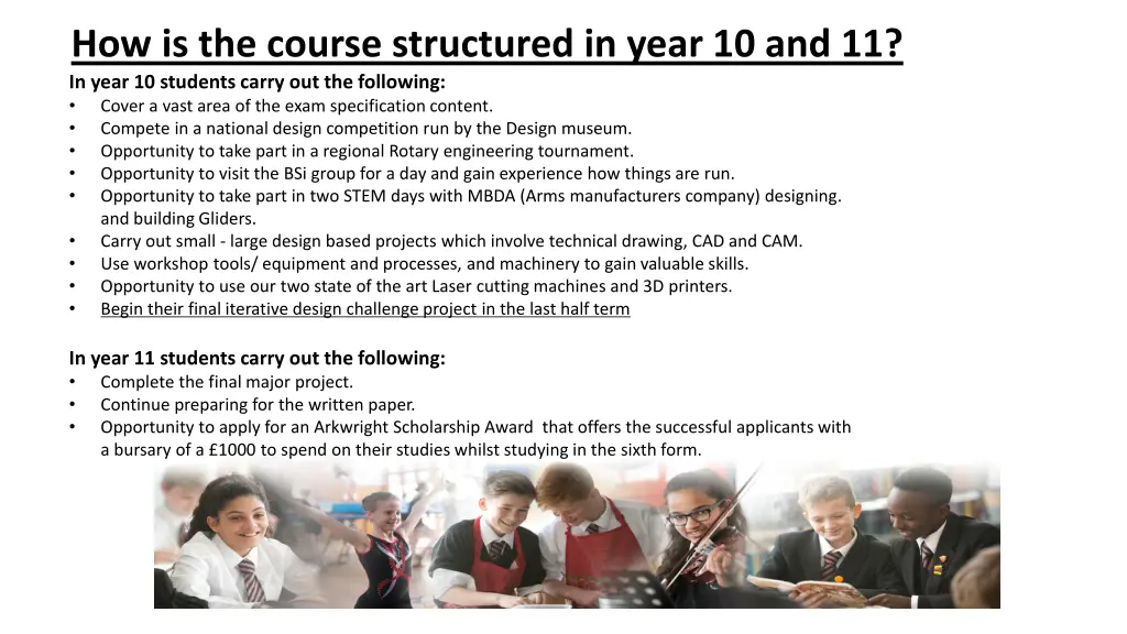 how is the course structured in year 10 and 11