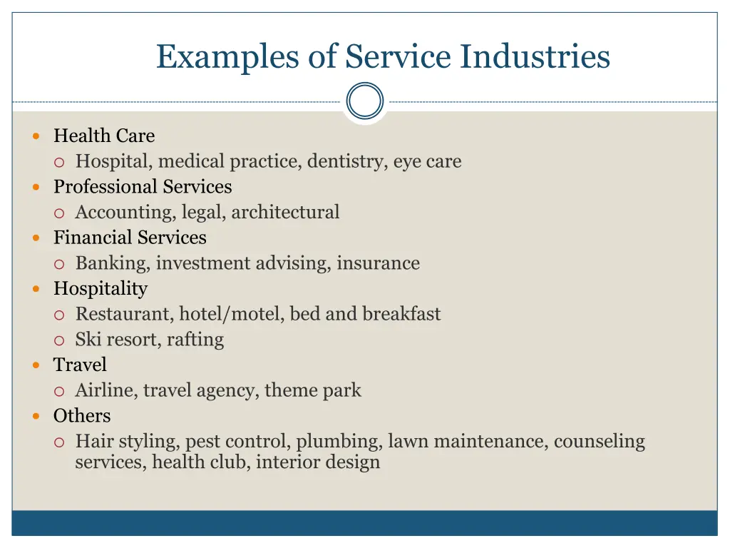 examples of service industries