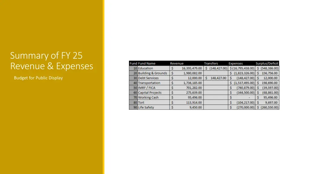 summary of fy 25 revenue expenses