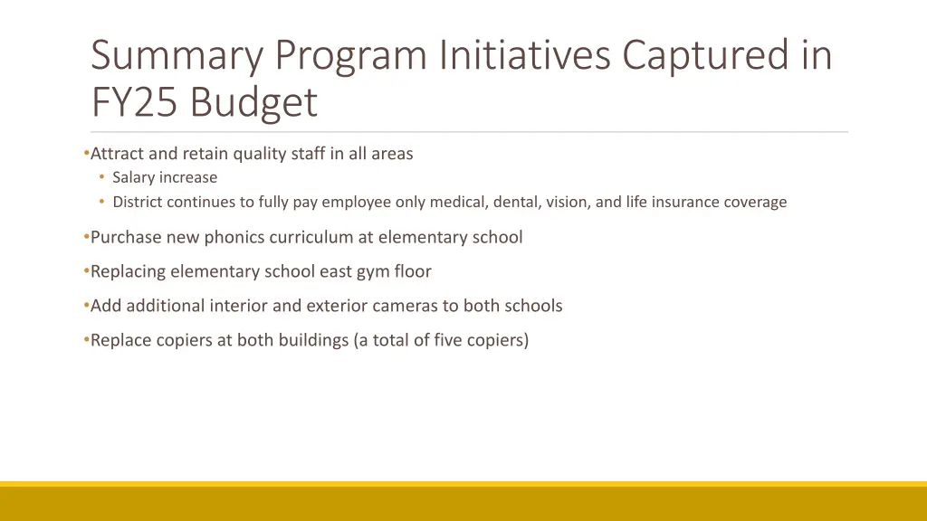 summary program initiatives captured in fy25