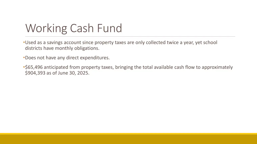 working cash fund
