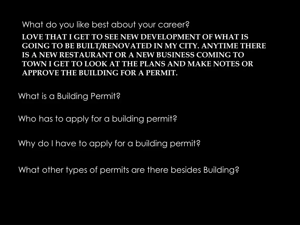 what do you like best about your career