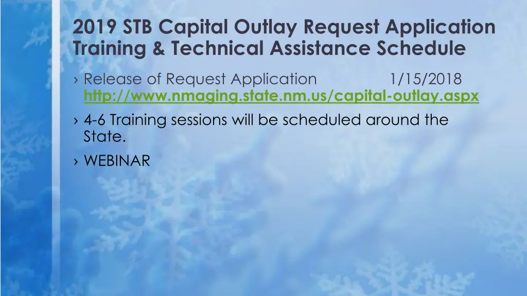 2019 stb capital outlay request application