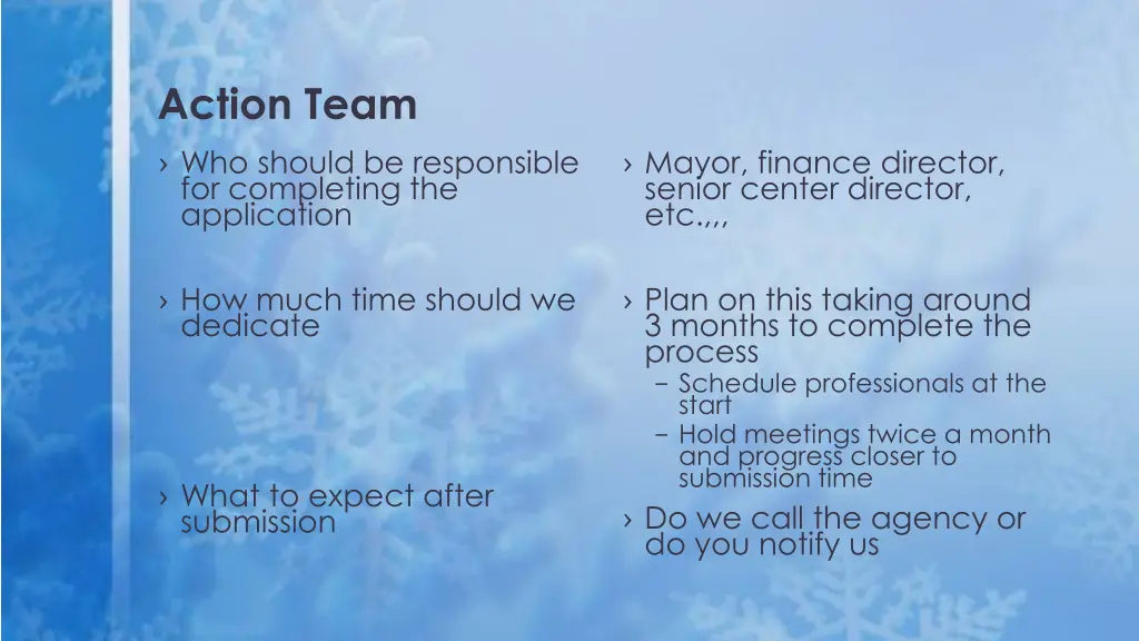 action team who should be responsible
