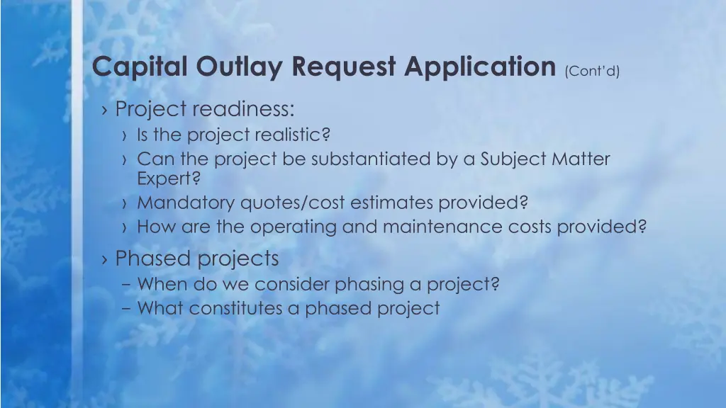 capital outlay request application cont d