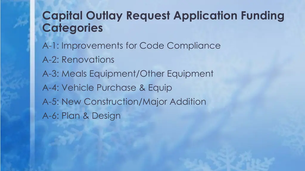 capital outlay request application funding