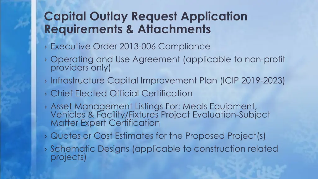 capital outlay request application requirements