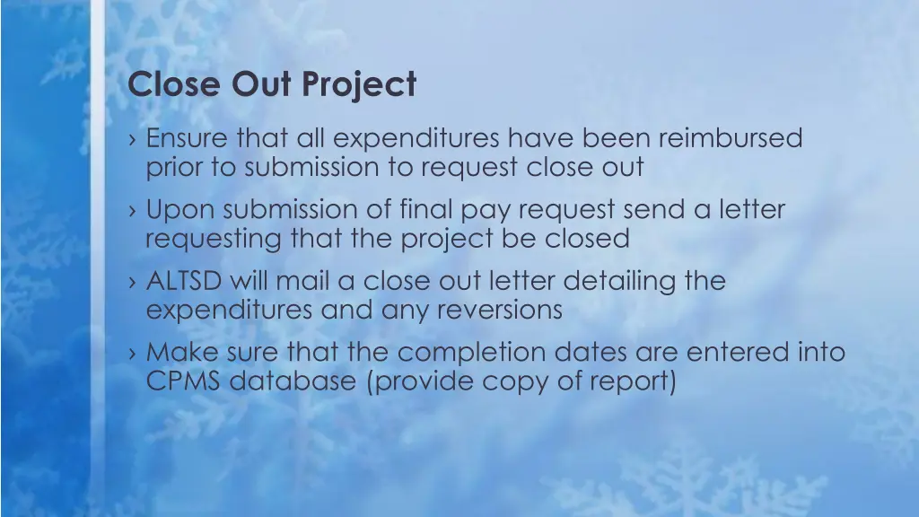 close out project