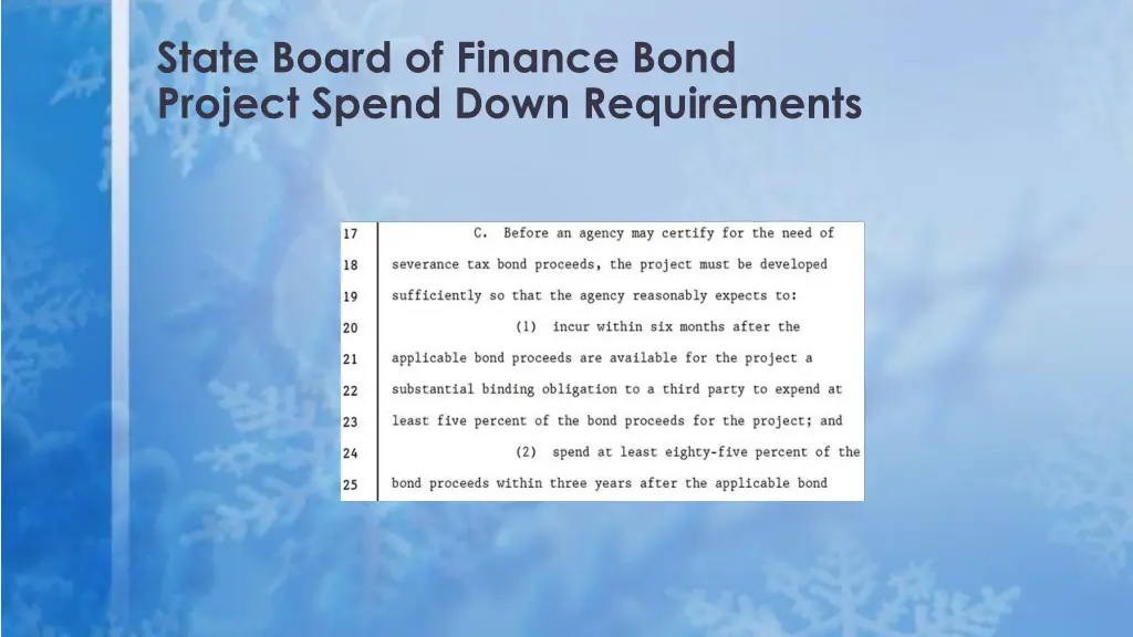 state board of finance bond project spend down