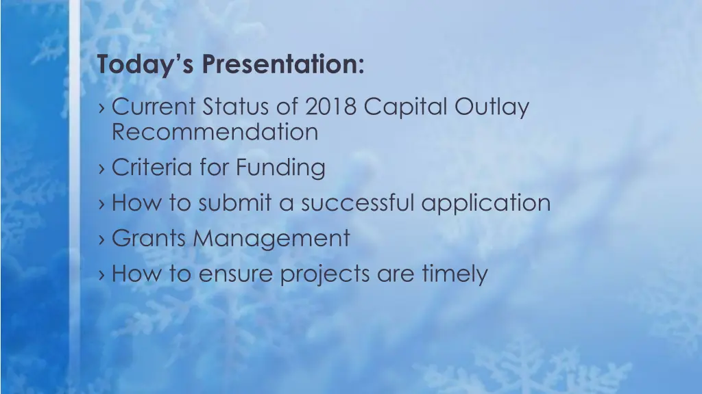 today s presentation current status of 2018